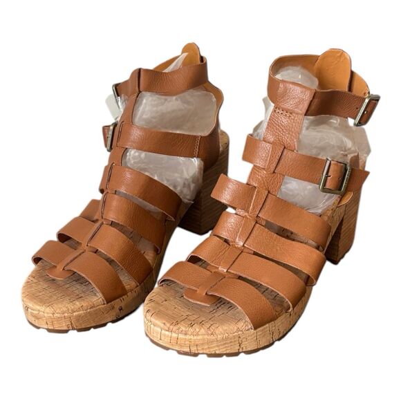 Kork Ease Women's Camille Cognac Strap buckle Heeled Sandal Sz 10 Gladiator - Picture 2 of 10